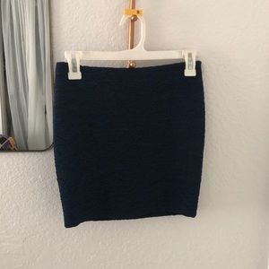 Navy Blue Ruched Mini Skirt